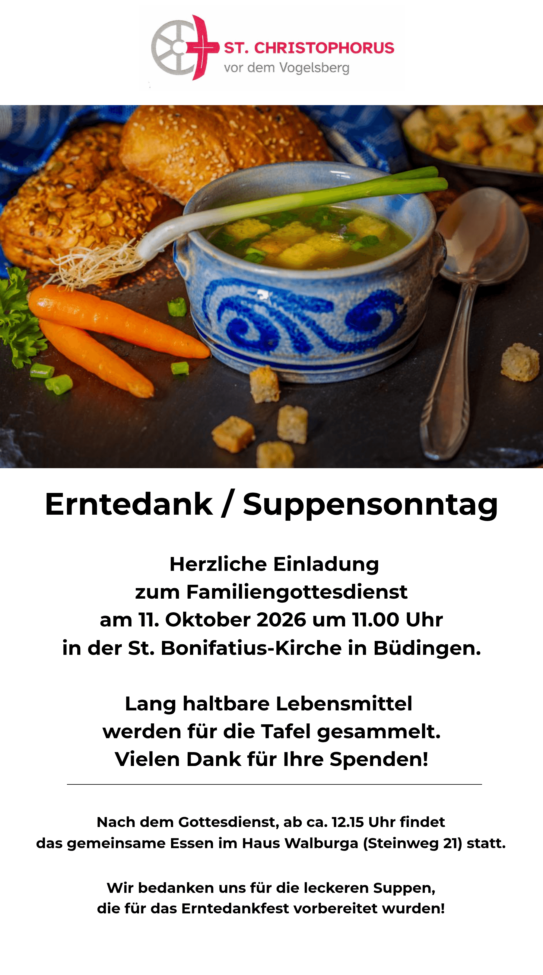 Plakat Suppensonntag 2026 (c) St. Christophorus vor dem Vogelsberg