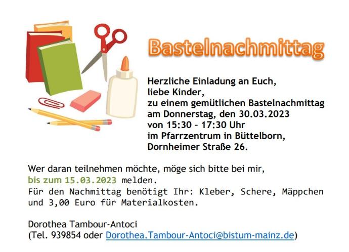 Einladung Bastelnachmittag (c) Dorothea Tambour-Antoci