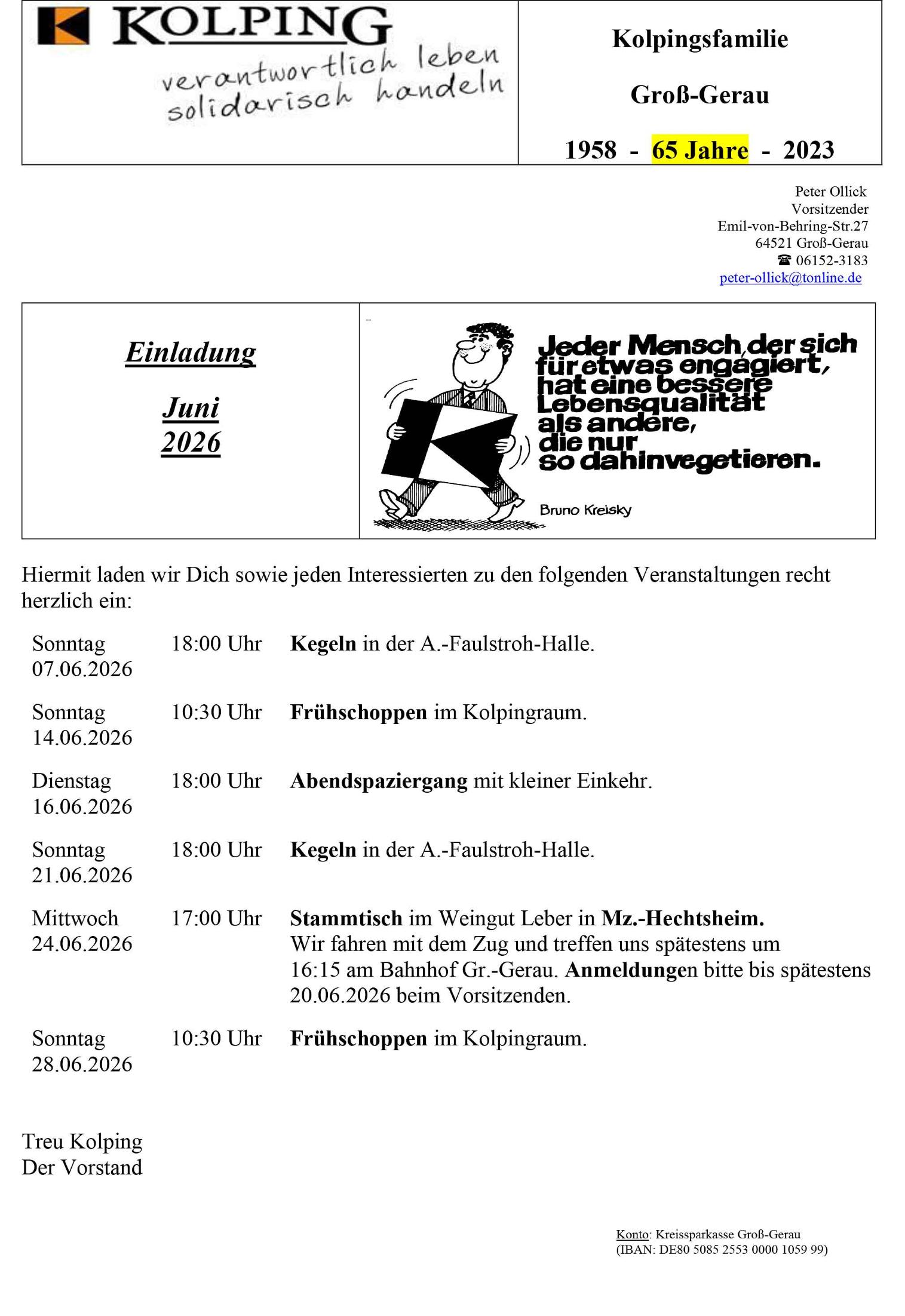 Kolping Monatsprogramm Juni 2026 (c) Peter Ollick (Kolping)