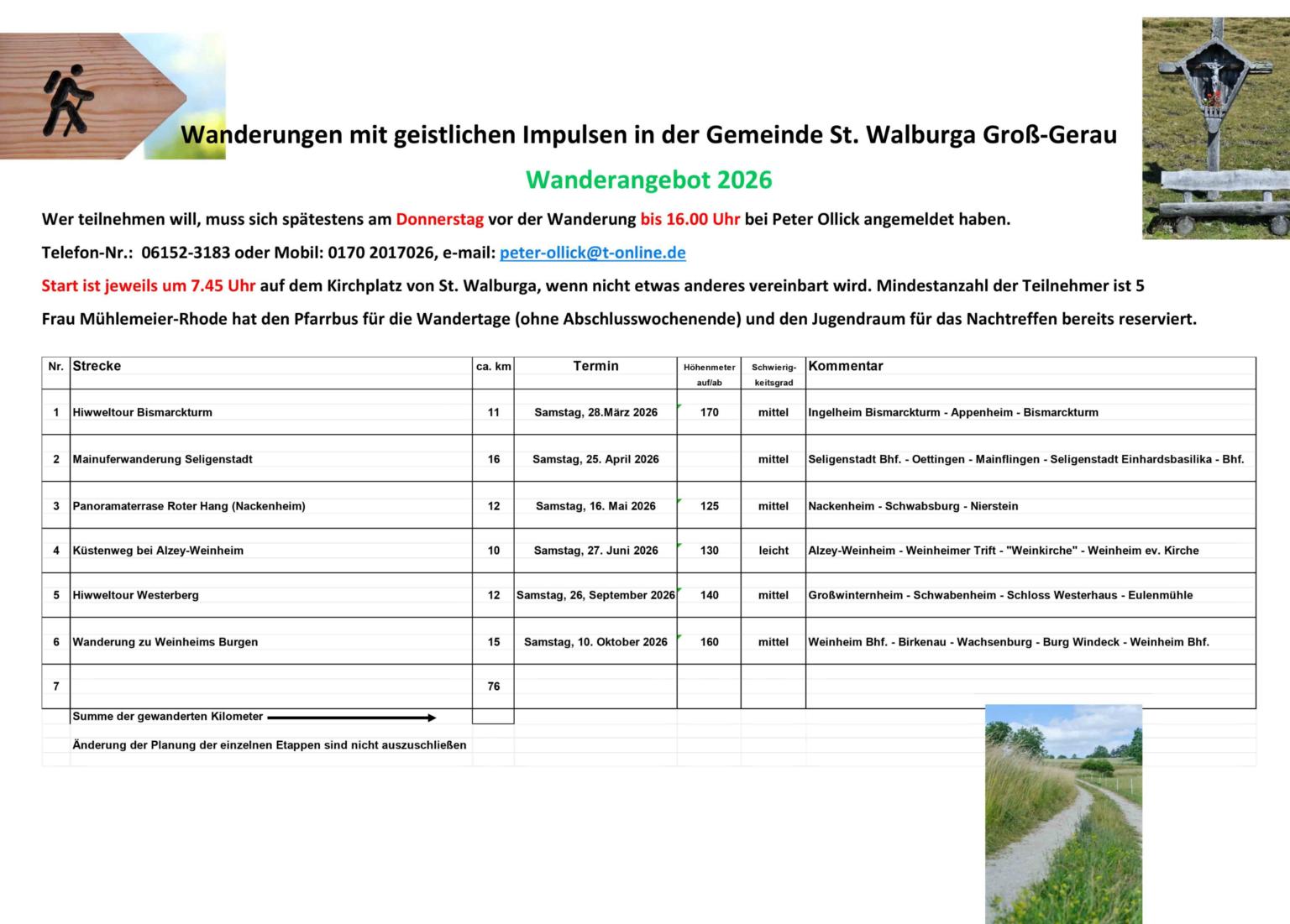 Wanderungen mit geistlichen Impulsen 2026 (c) Peter Ollick