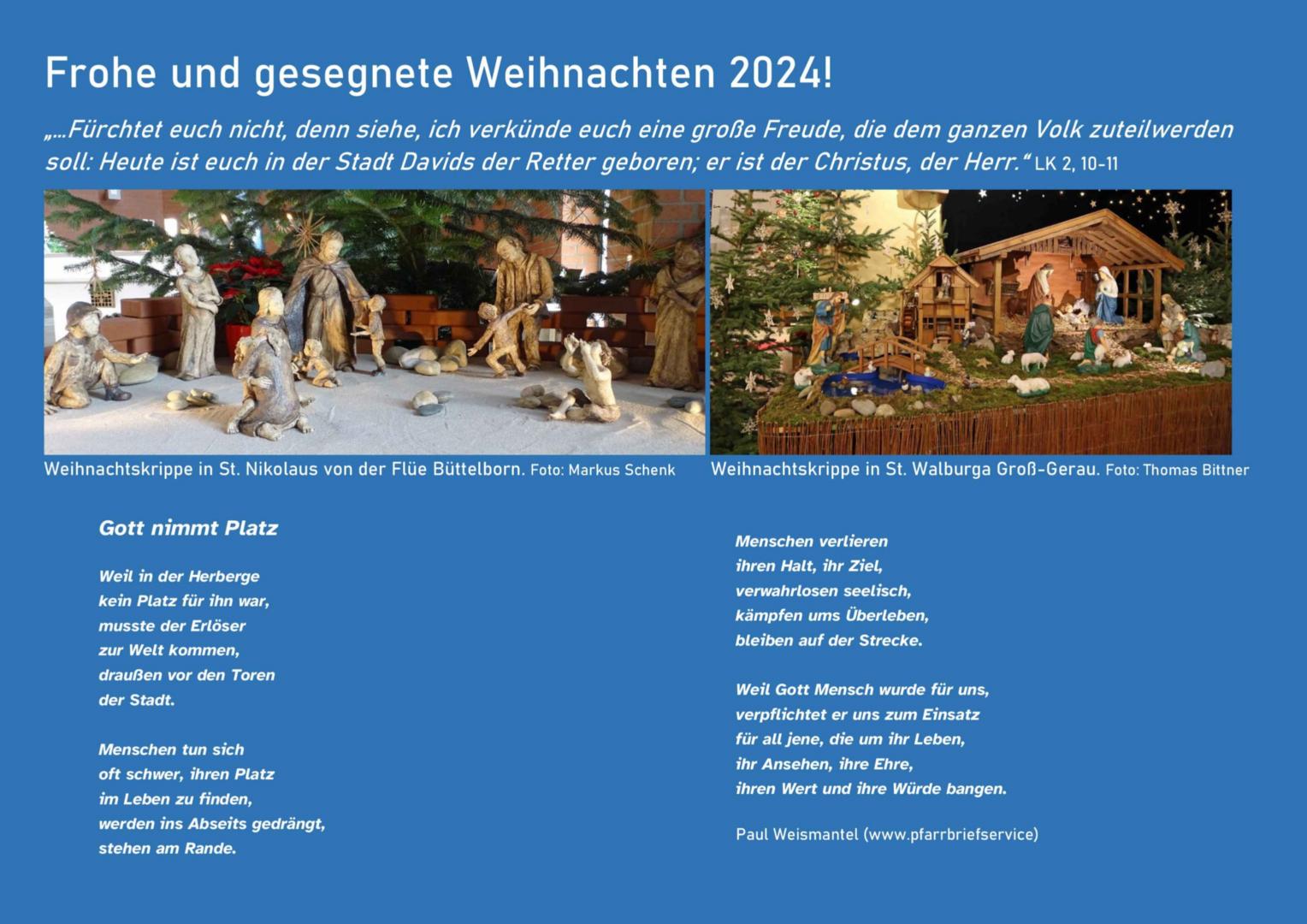 Weihnachtsgruß 2024 Homepage - Pfarrgruppe (c) Markus Schenk