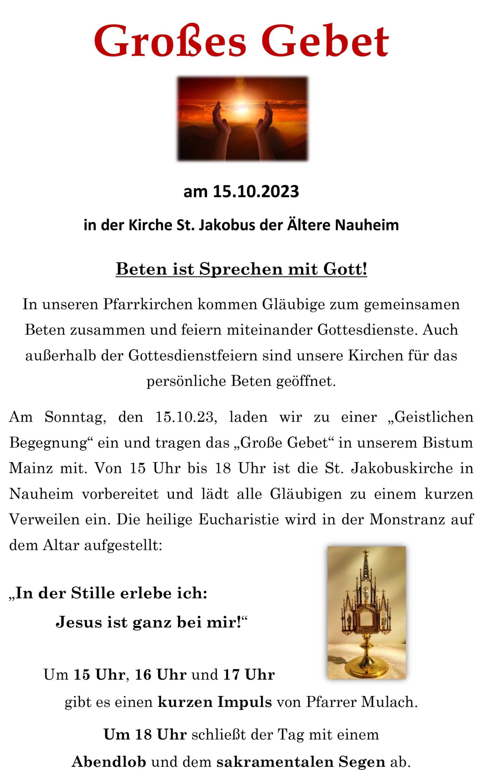 2023 Plakat Großes Gebet Nauheim (c) Pfarrei St. Jakobus Nauheim