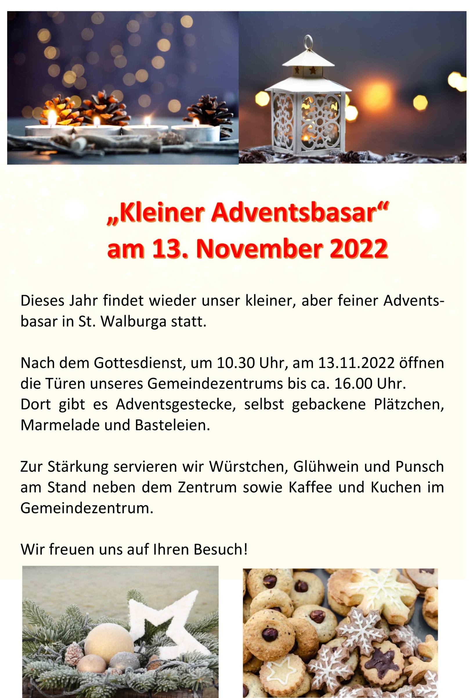 Plakat Adventsbasar 13.11.2022 (c) Pfarrei St. Walburga Groß-Gerau