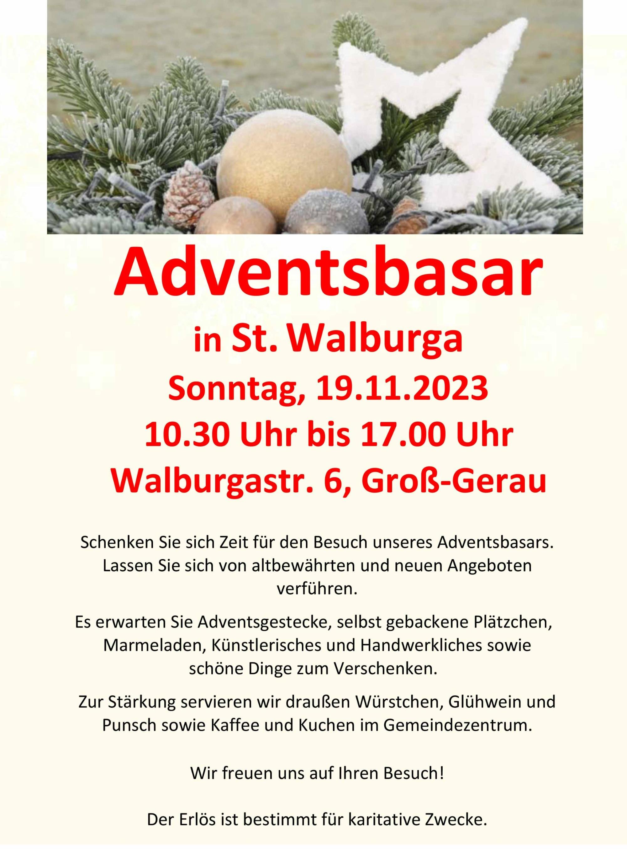 Plakat Adventsbasar 19.11.2023 Version 15.10.23