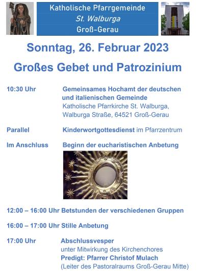 St. Walburga Großes Gebet - 26-02-2023