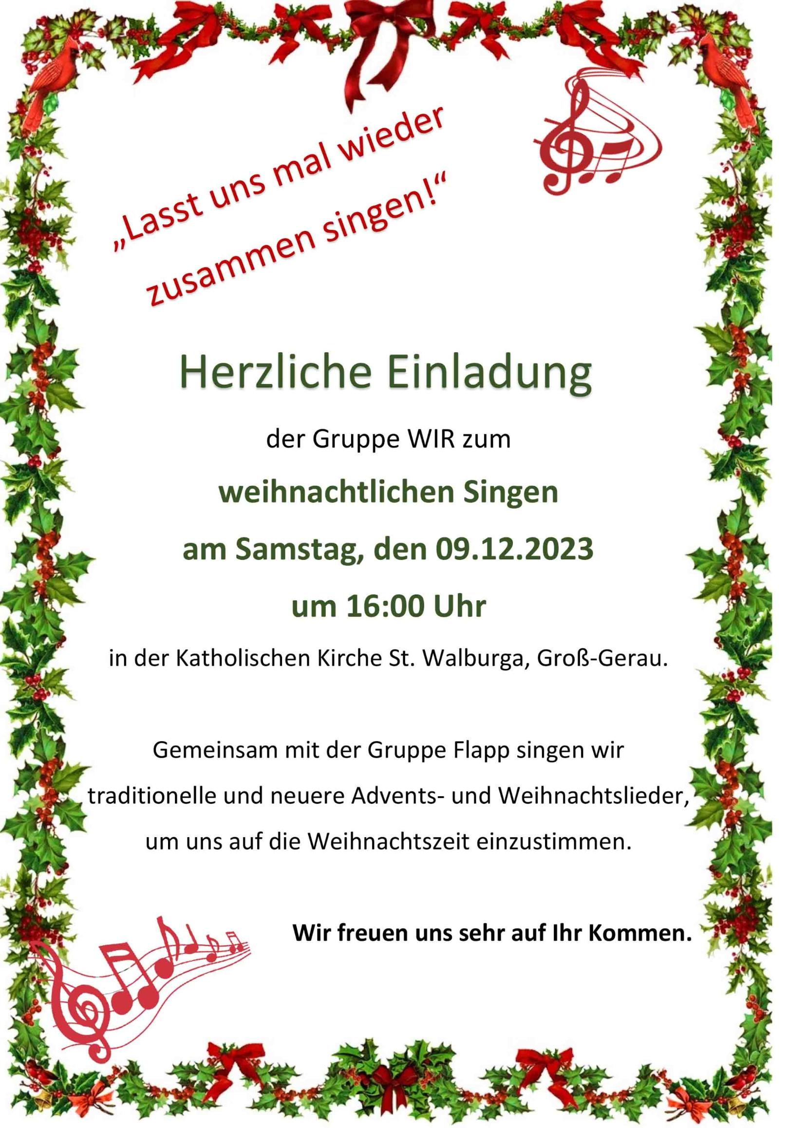 Weihnachtssingen 2023 (c) Kirchenchor St. Walburga