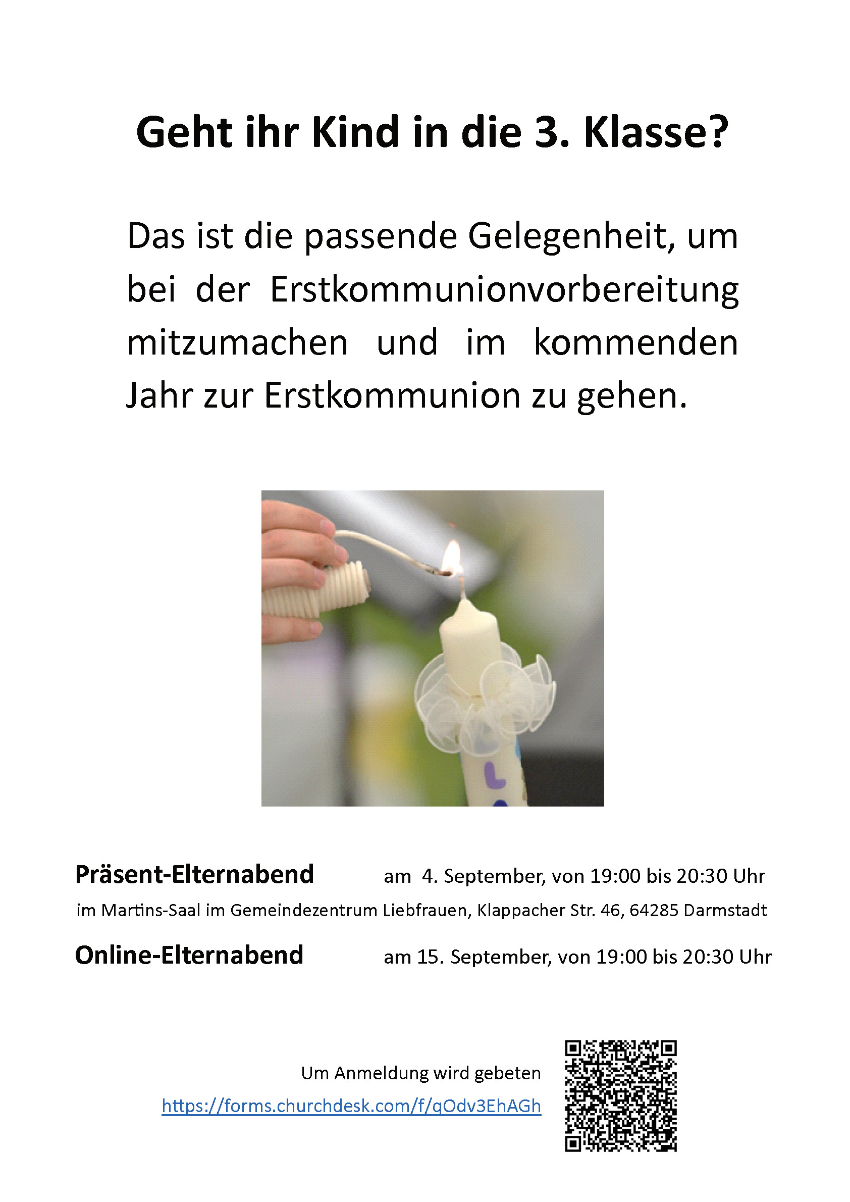 2025 Plakat Infoelternabend Erstkommunion (c) PastoralraumDA-Mitte