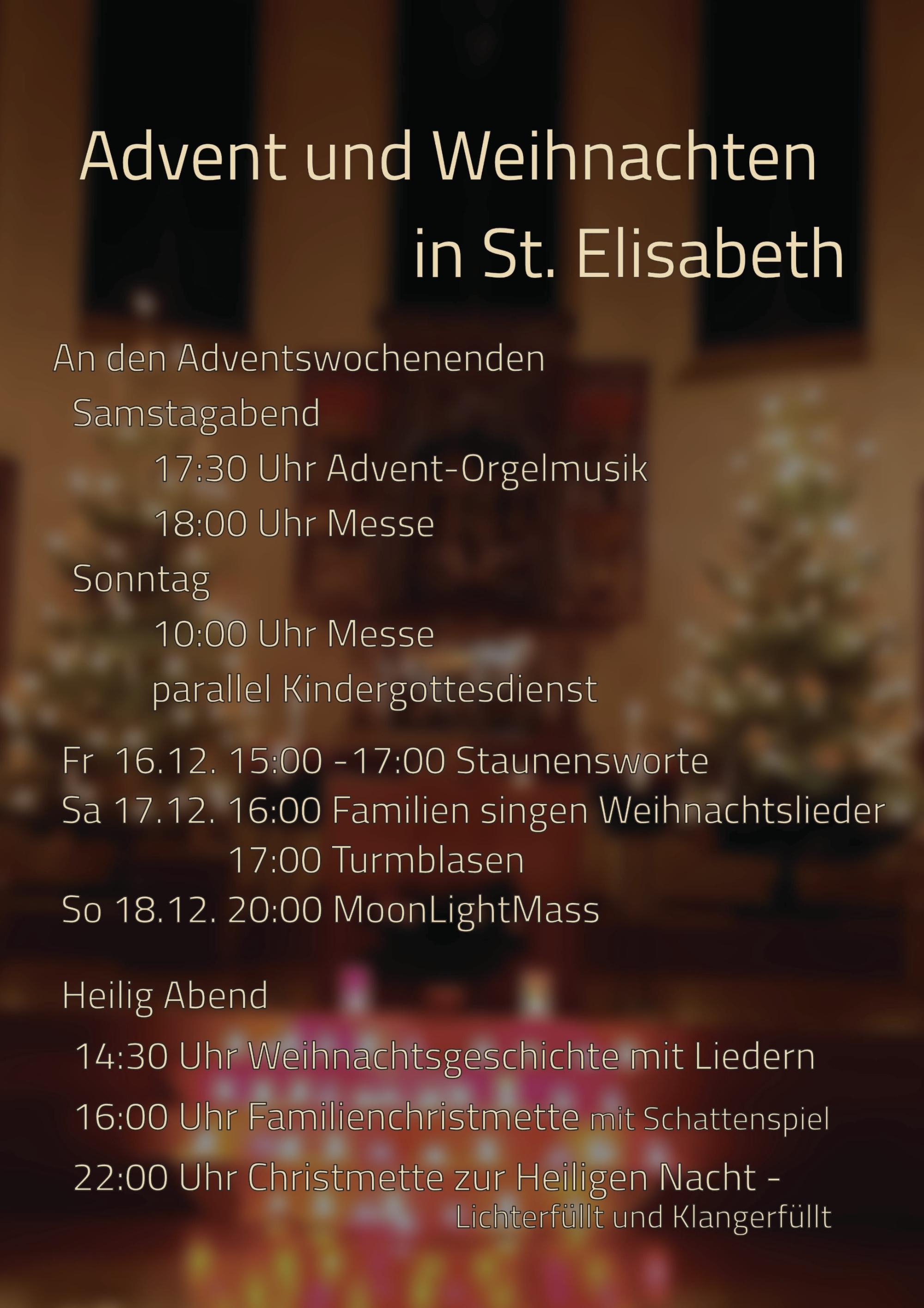 Advent und Weihnachten in St. Elisabeth 2022