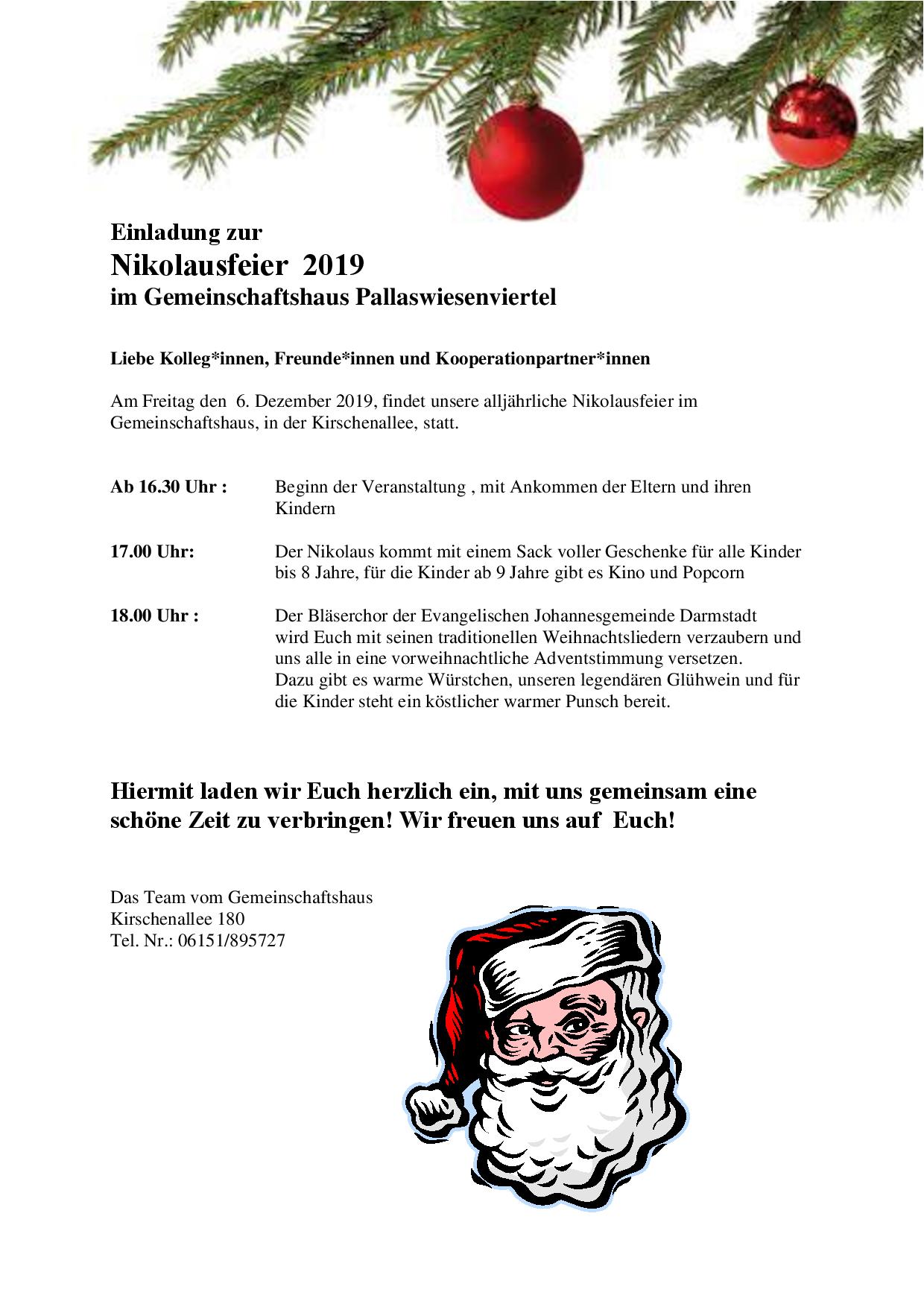Einladung Nikolausfeier 2019