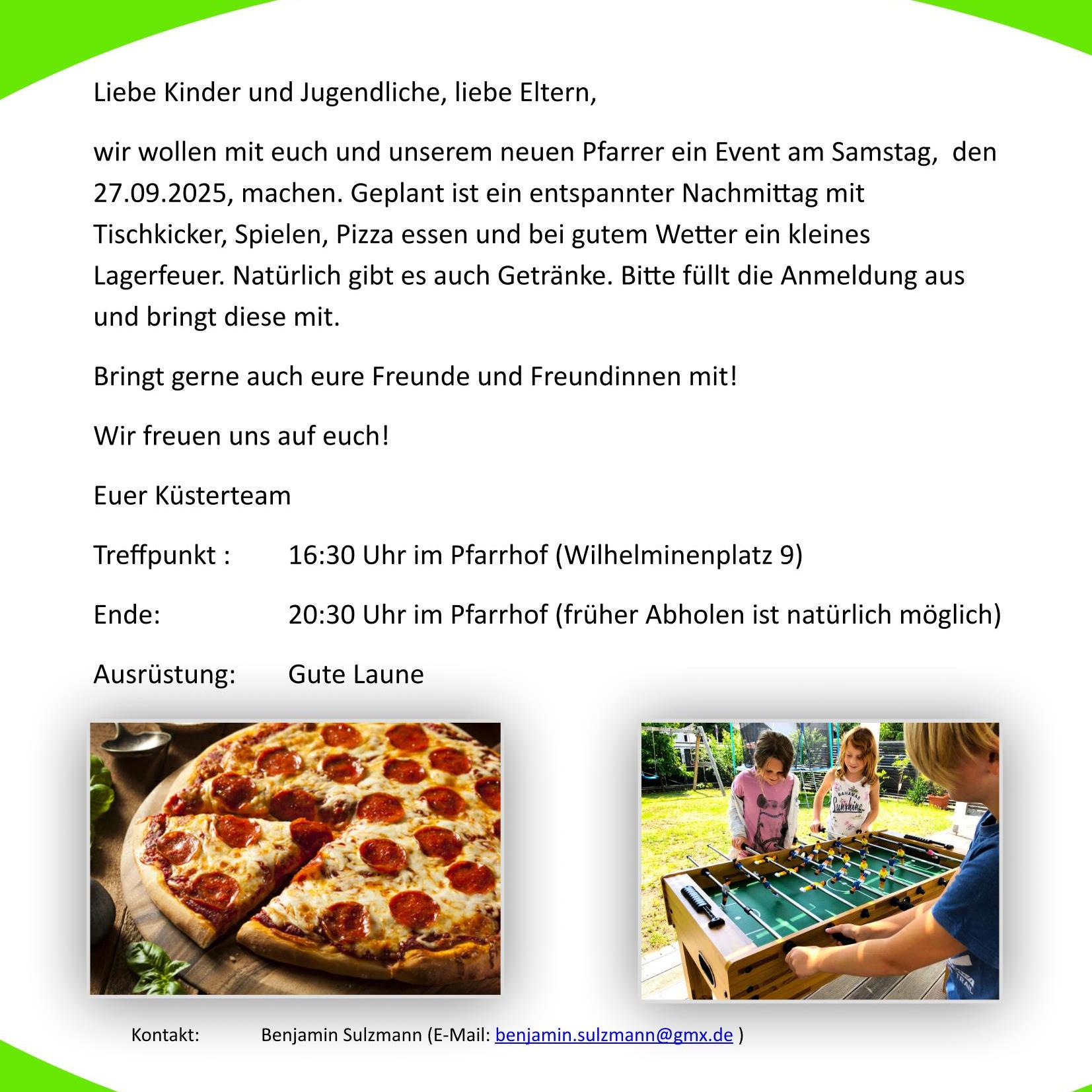 Pizza Essen im Jugendkeller
