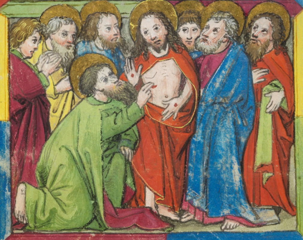 Ostern 2. Ostersonntag Hl. Thomas (c) mittelalterliche Buchmalerei
