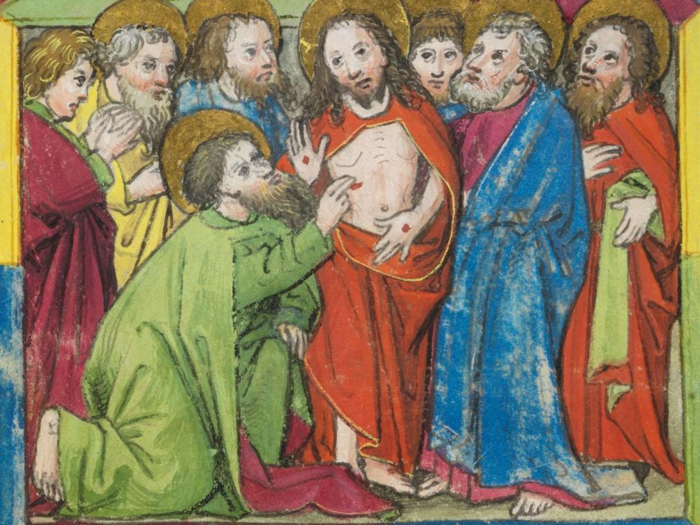Ostern 2. Ostersonntag Hl. Thomas (c) mittelalterliche Buchmalerei
