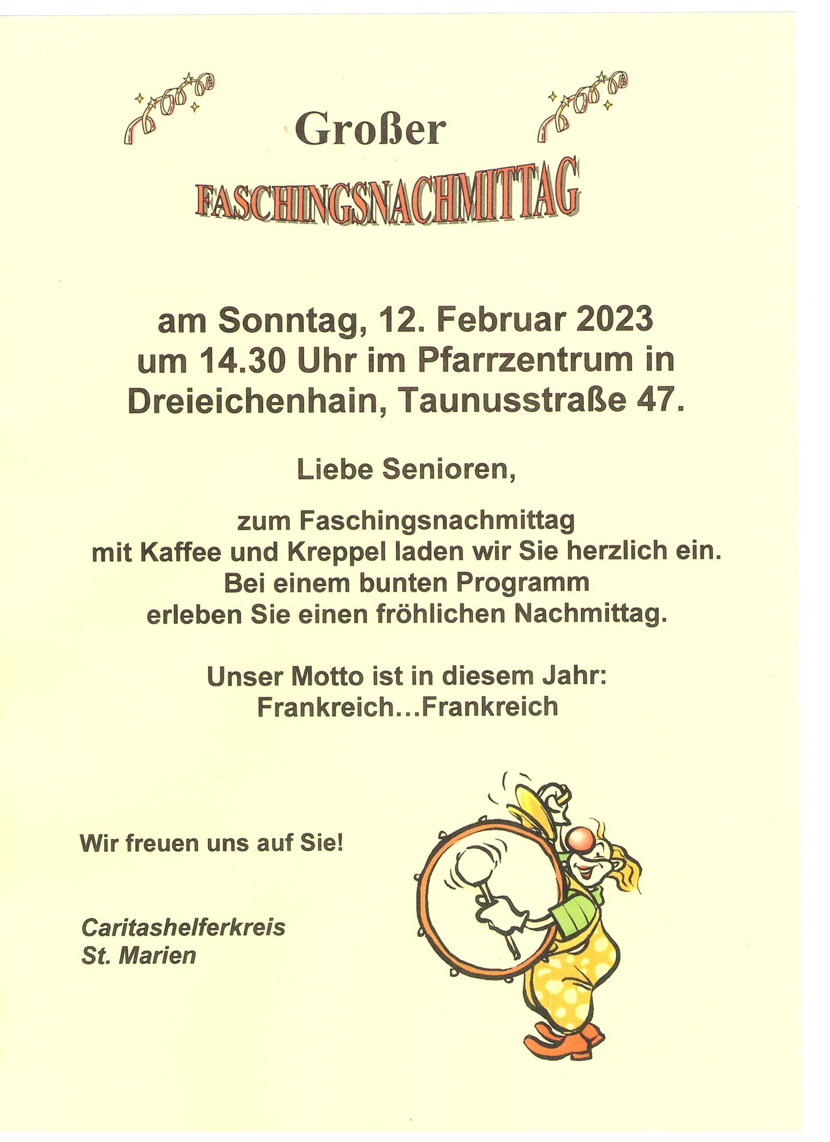 Fasching Senioren 2023-gelb (c) Pfarrei St. Marien Götzenhain