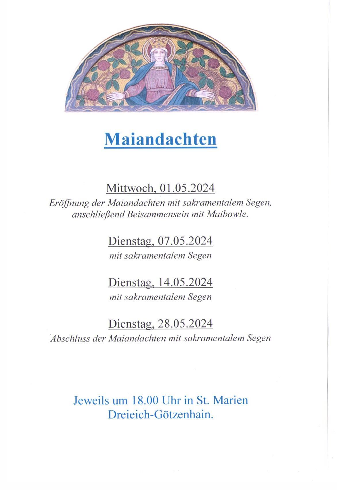 Maiandachten 2024 (c) Pfarrei St. Marien Götzenhain