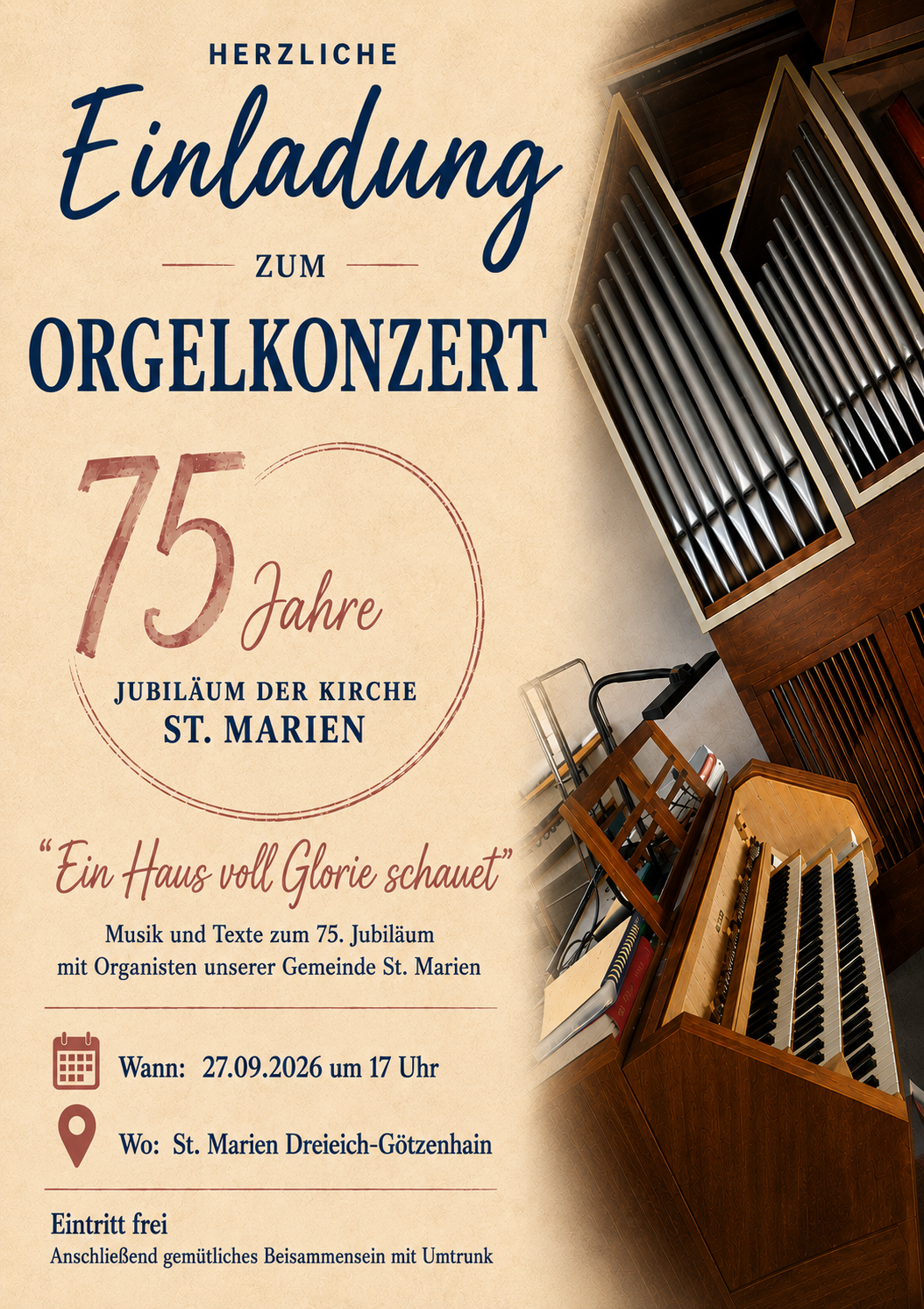 Orgelkonzert September 2026 (c) Pfarrei St. Marien Götzenhain