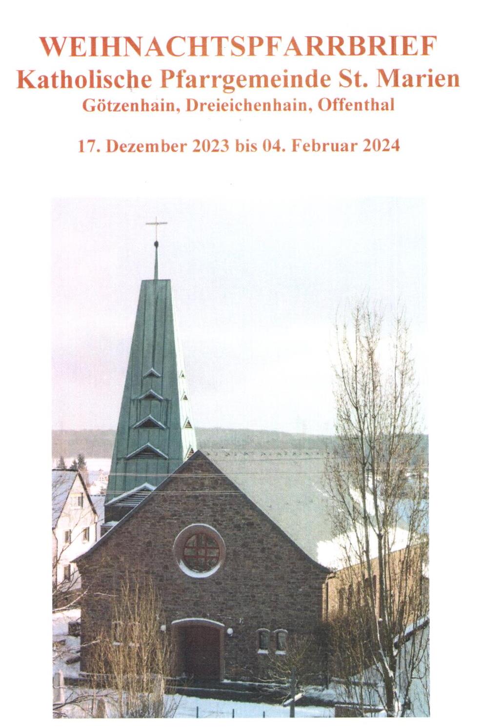Weihnachtspfarrbrief 2023 (c) Pfarrei St. Marien Götzenhain