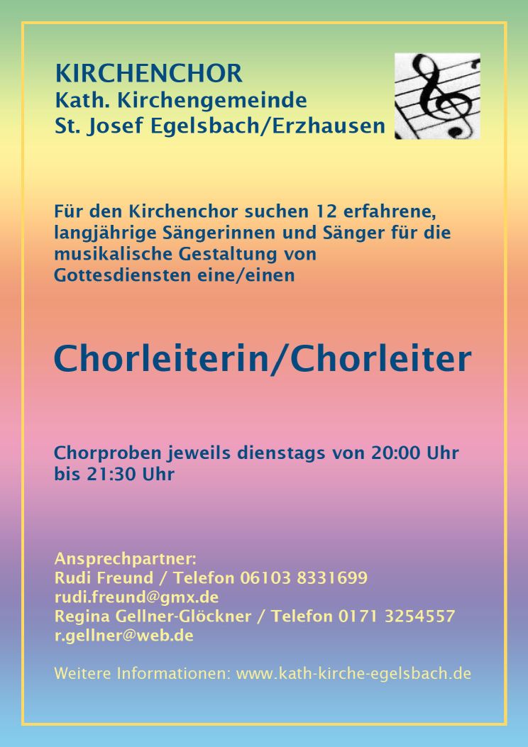 Chorleiter gesucht (c) Kirchenchor St. Josef