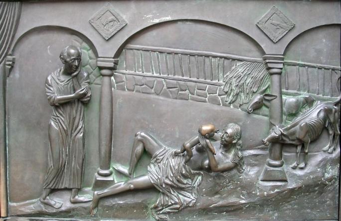 Bronzerelief des Künstlers Klaus Ringwald (1939-2011) am Hauptportal des Villinger Münsters