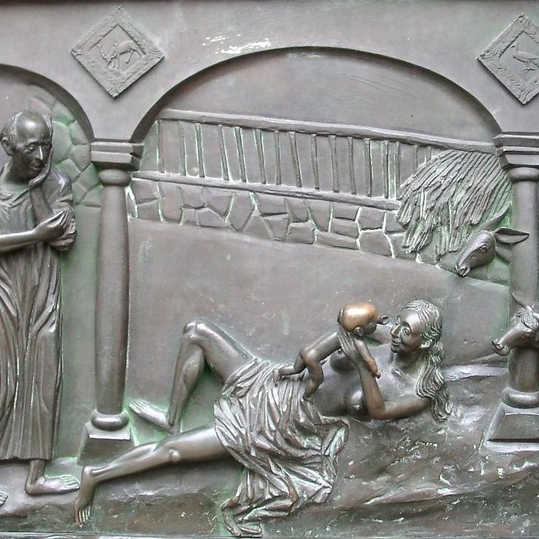 Bronzerelief des Künstlers Klaus Ringwald (1939-2011) am Hauptportal des Villinger Münsters