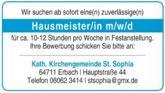 Hausmeister (m/w/d) gesucht