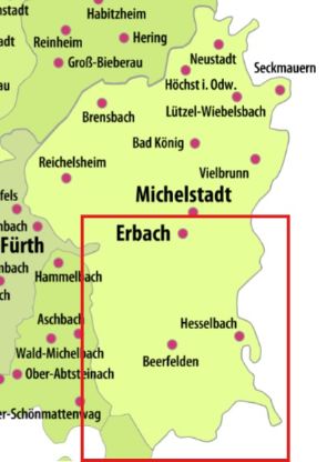 Die Gemeinde Südlicher Odenwaldkreis umfasst über die Hälfte des Gebeites der künftigen Pfarrei 