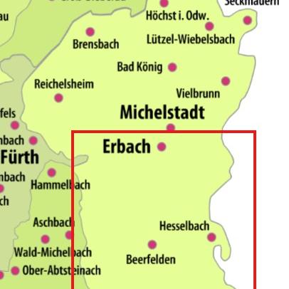 Die Gemeinde Südlicher Odenwaldkreis umfasst über die Hälfte des Gebeites der künftigen Pfarrei 