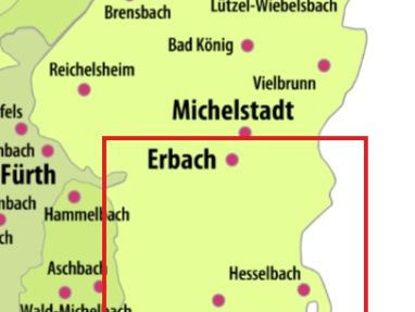Landkarte des derzeitigen Pastoralraums Odenwaldkreis