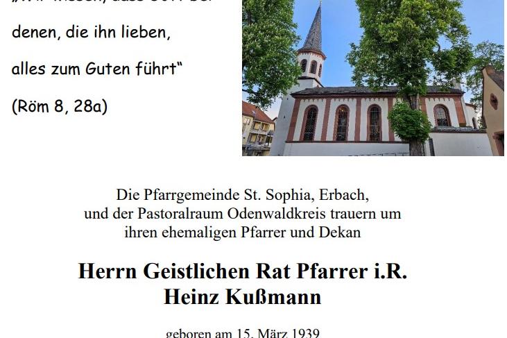Todesanzeige Heinz Kußmann