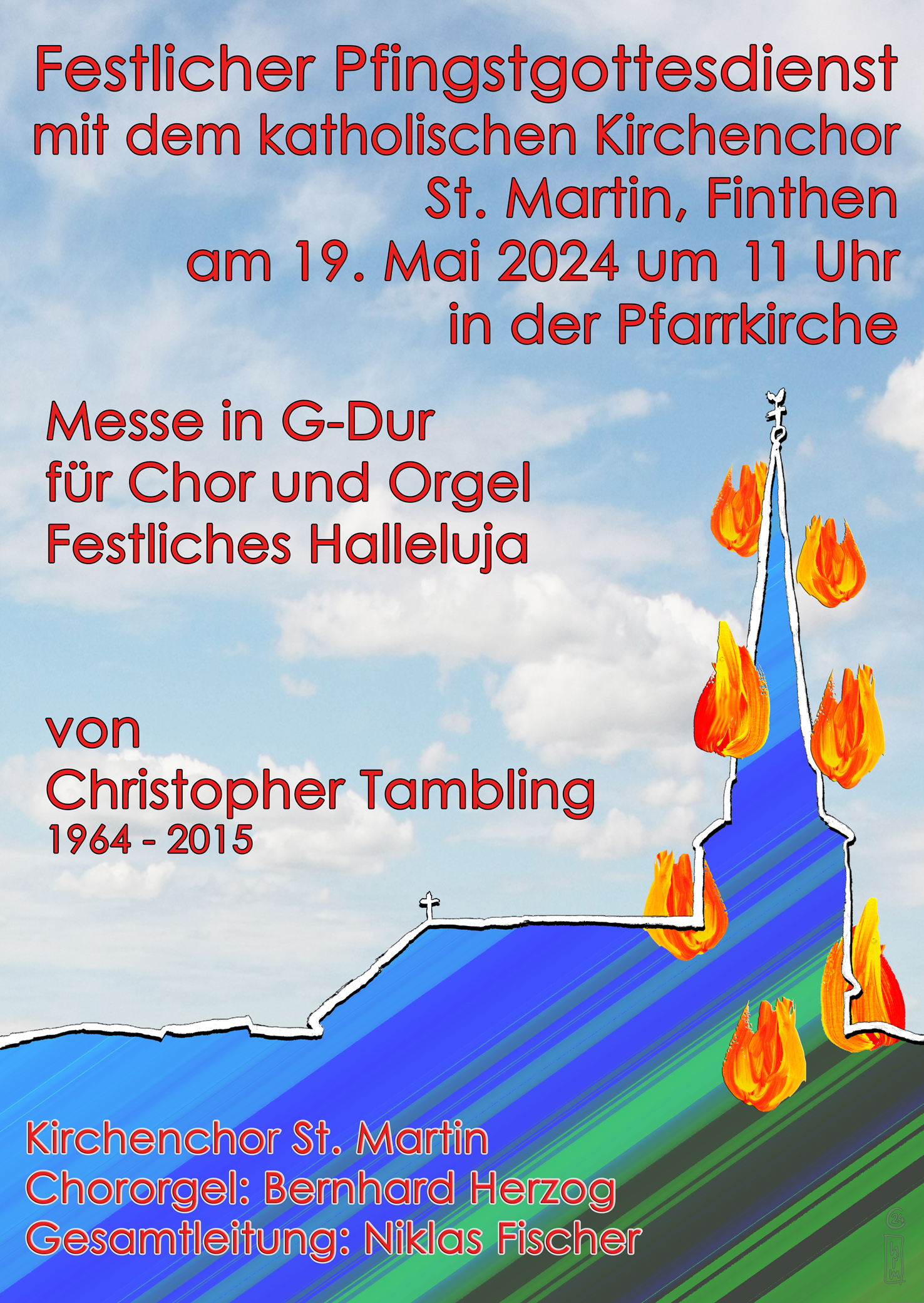 Plakat Pfingsten2024 century Wolkenhimmel5'05 A5 (c) hrm