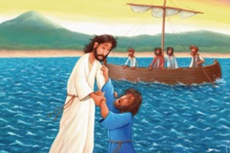 Petrus wird von Jesus gerettet