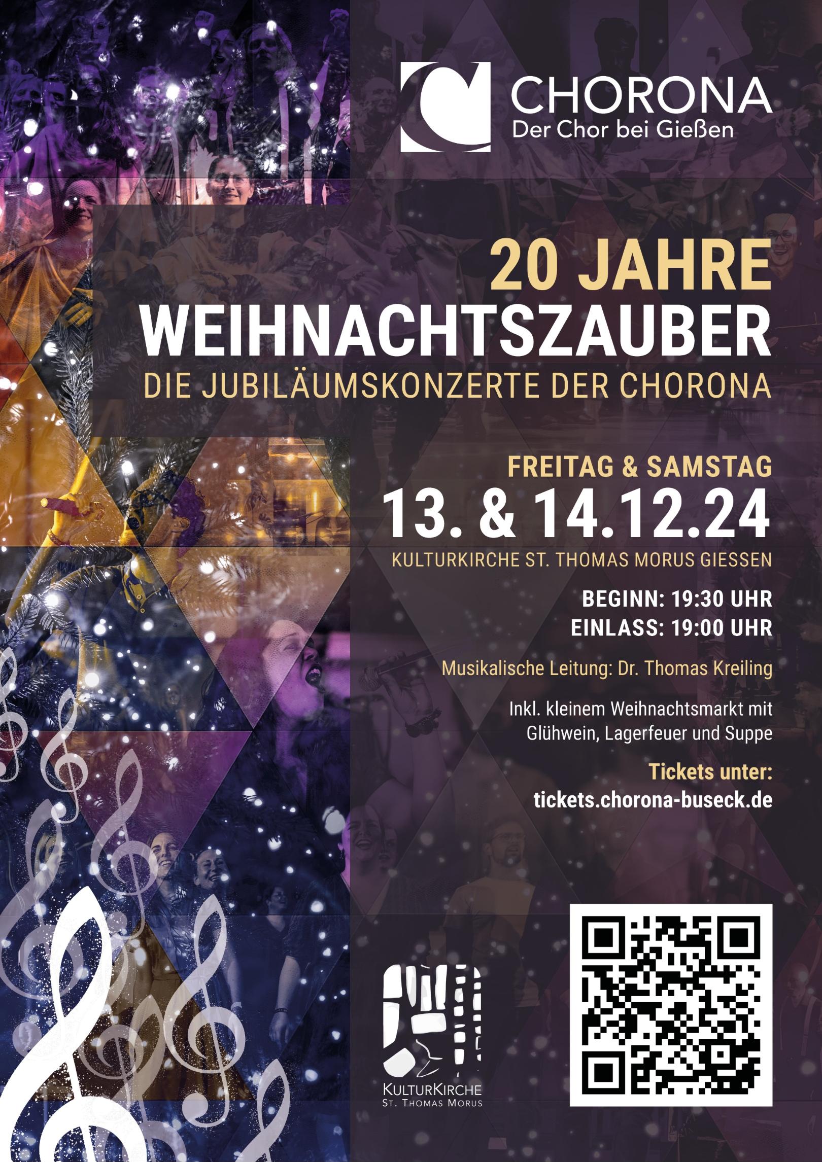 20 Jahre Weihnachtszauber - Die Jubiläumskonzerte der CHORONA am 13./14.12.2024 (c) CHORONA BUSECK