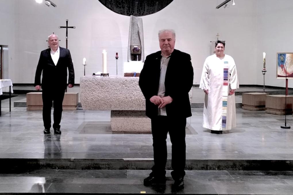v.l. Hildegard Pilawa, Pfr. Matthias Schmid, Thomas Ransbach, Gemeindereferentin Uta Kuttner, Florian Keßler