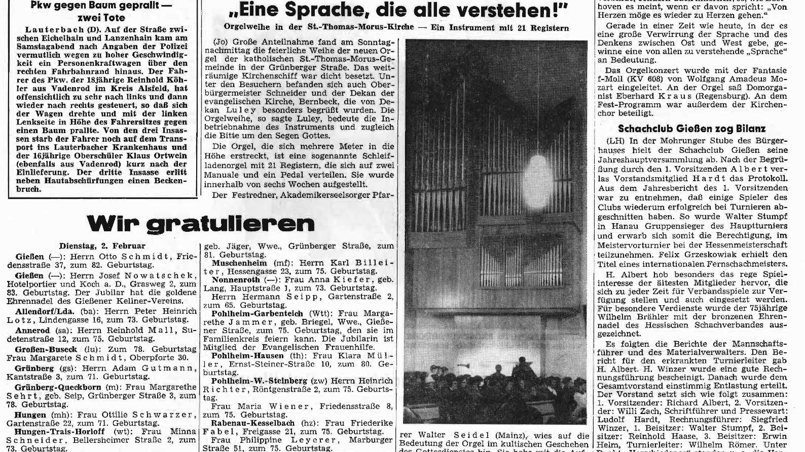 Artikel der Gießener Allgemeine Zeitung vom 2. Februar 1971 (c) Gießener Allgemeine Zeitung
