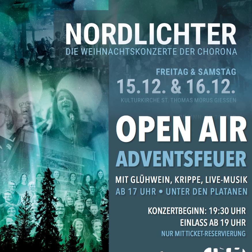 Open Air Adventsfeuer Weihnachtskonzert Chorona Buseck Glühwein Krippe Live-Musik