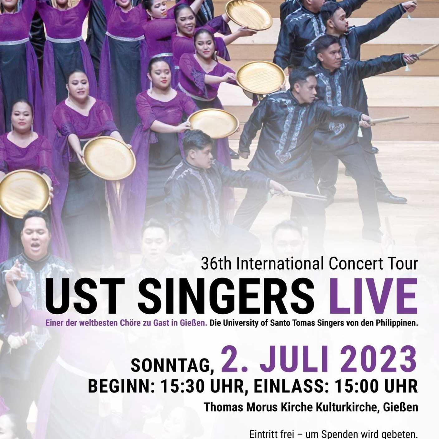 UST SINGERS sind am 2. Juli im Rahmen ihrer 36. Welttournee zu Gast in der Kulturkirche St. Thomas Morus