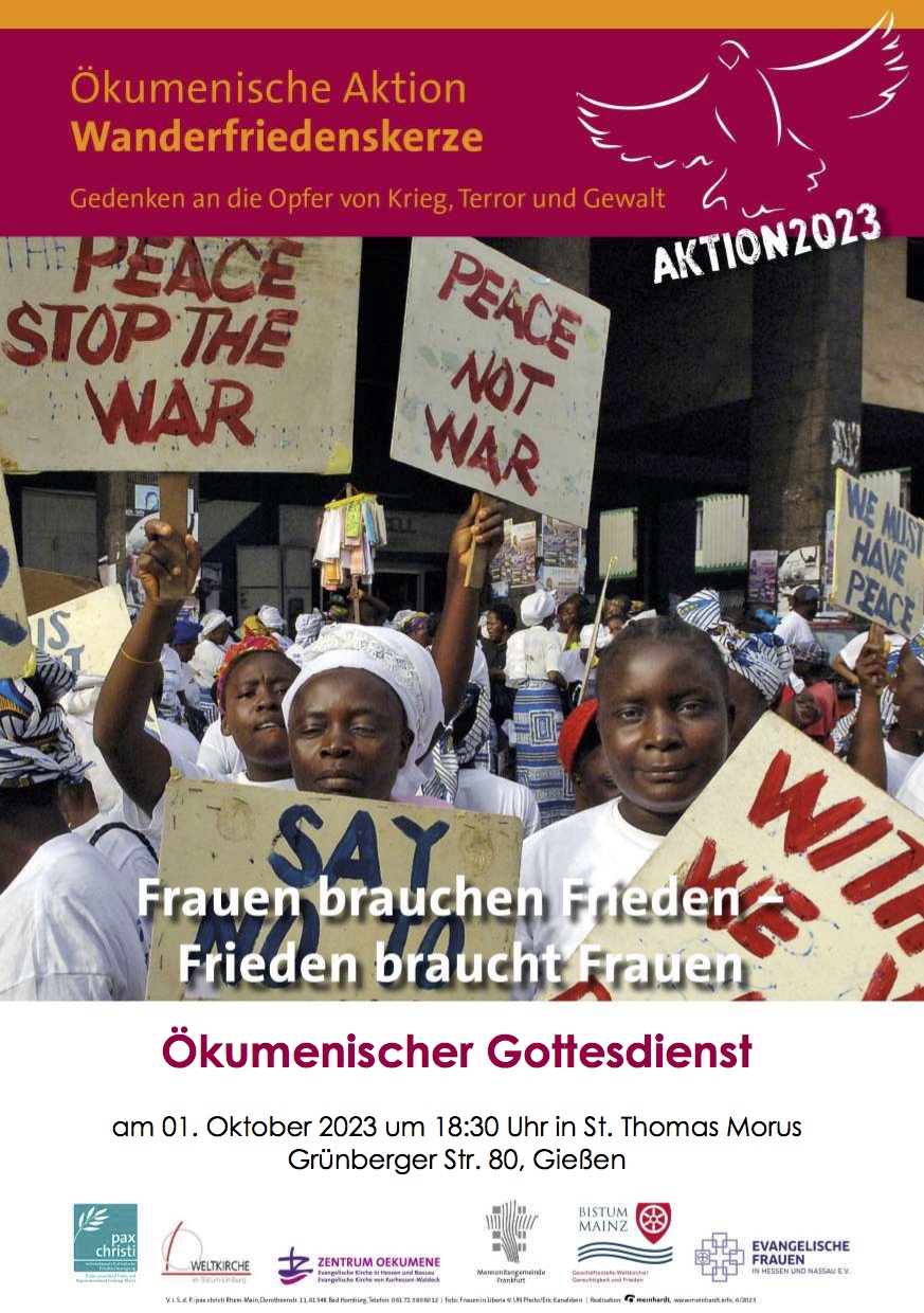 Der Gottesdienst zur Ökumenischen Aktion Wanderfriedenskerze findet am 1.10.23 um 18:30 Uhr in der Kulturkirche St. Thomas Morus statt. (c) Ökumenische Aktion Wanderfriedenskerze 2023