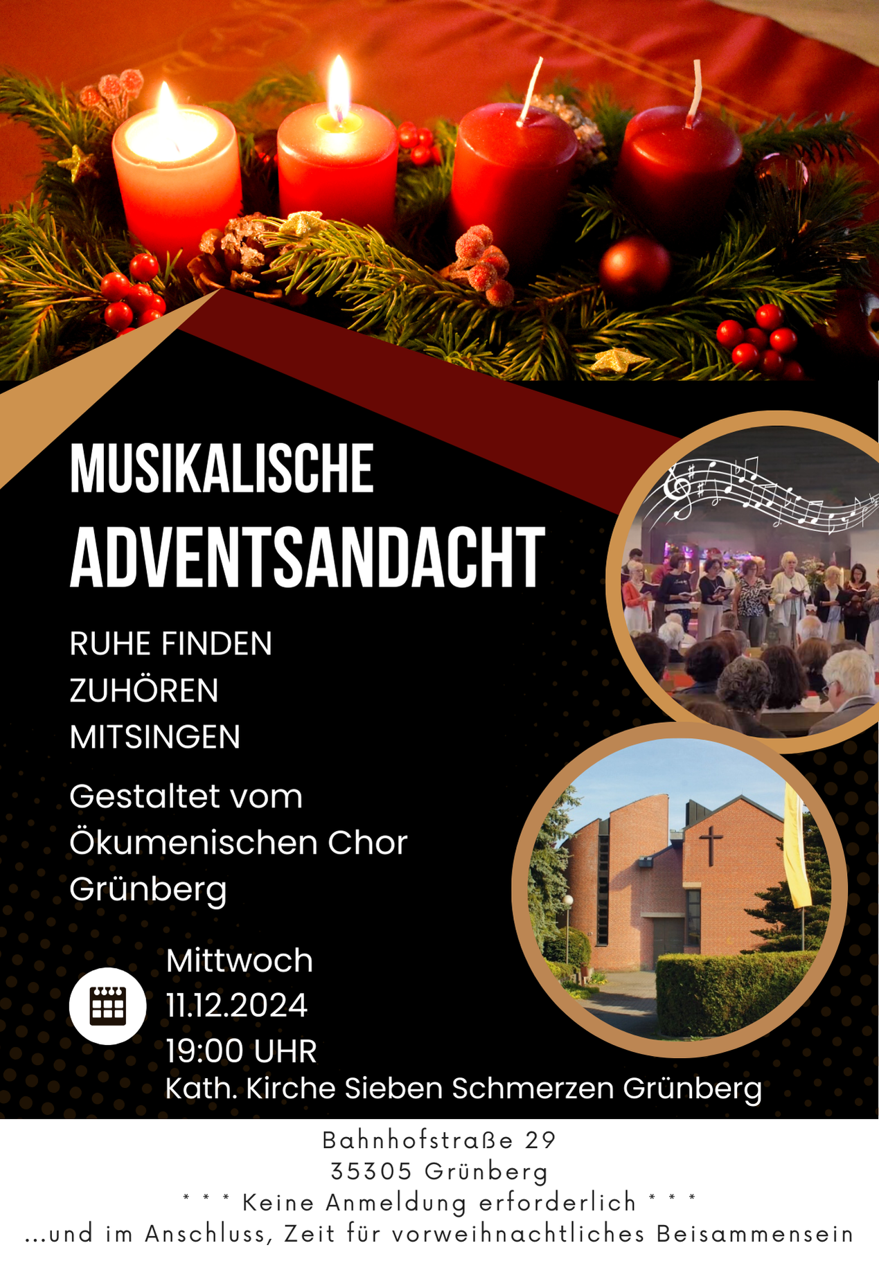 Musikalische Adventsandacht - Ökumenischen Chor Grünberg 11.12.2024 (c) A.C. Pfarrgemeinde Mücke  Grünberg