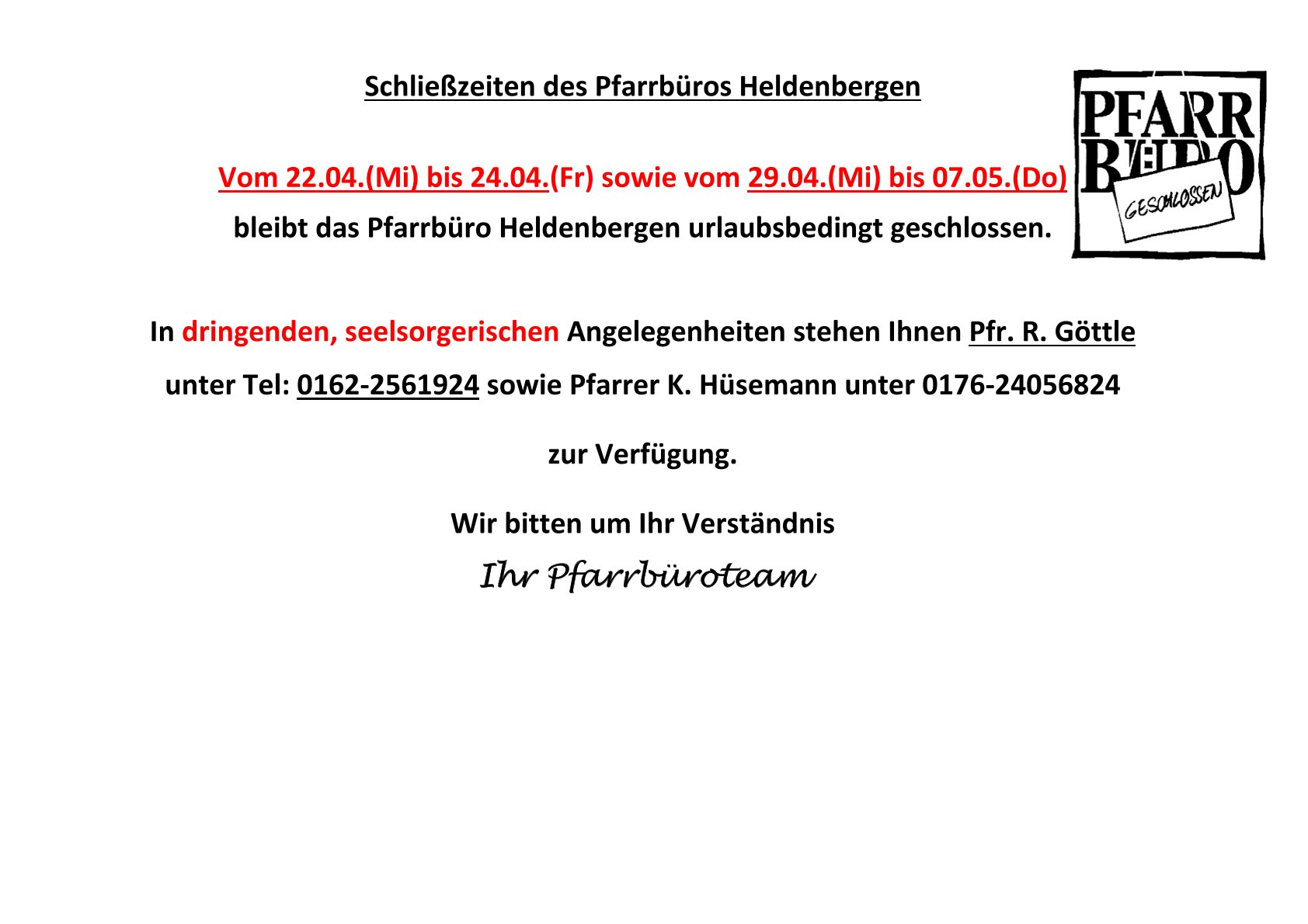 2026-04 Pfarrbüro zu jpg (c) Pfarrei Heldenbergen