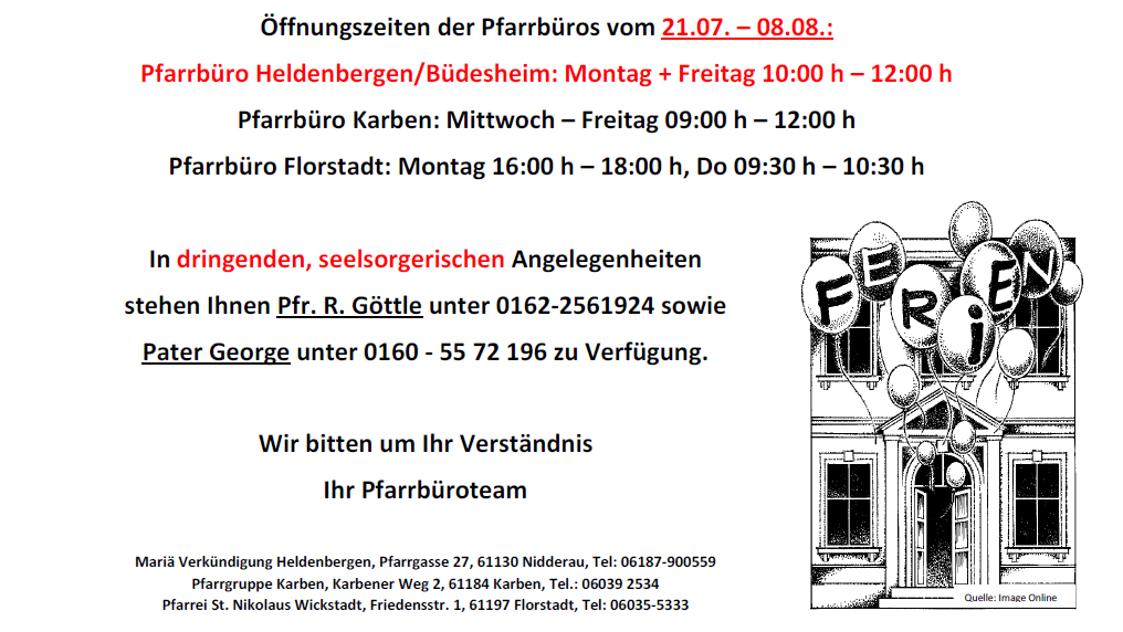 ÖffnungszeitenPfarrbüro (c) Pfarrgemeinde Heldenbergen-Büdesheim