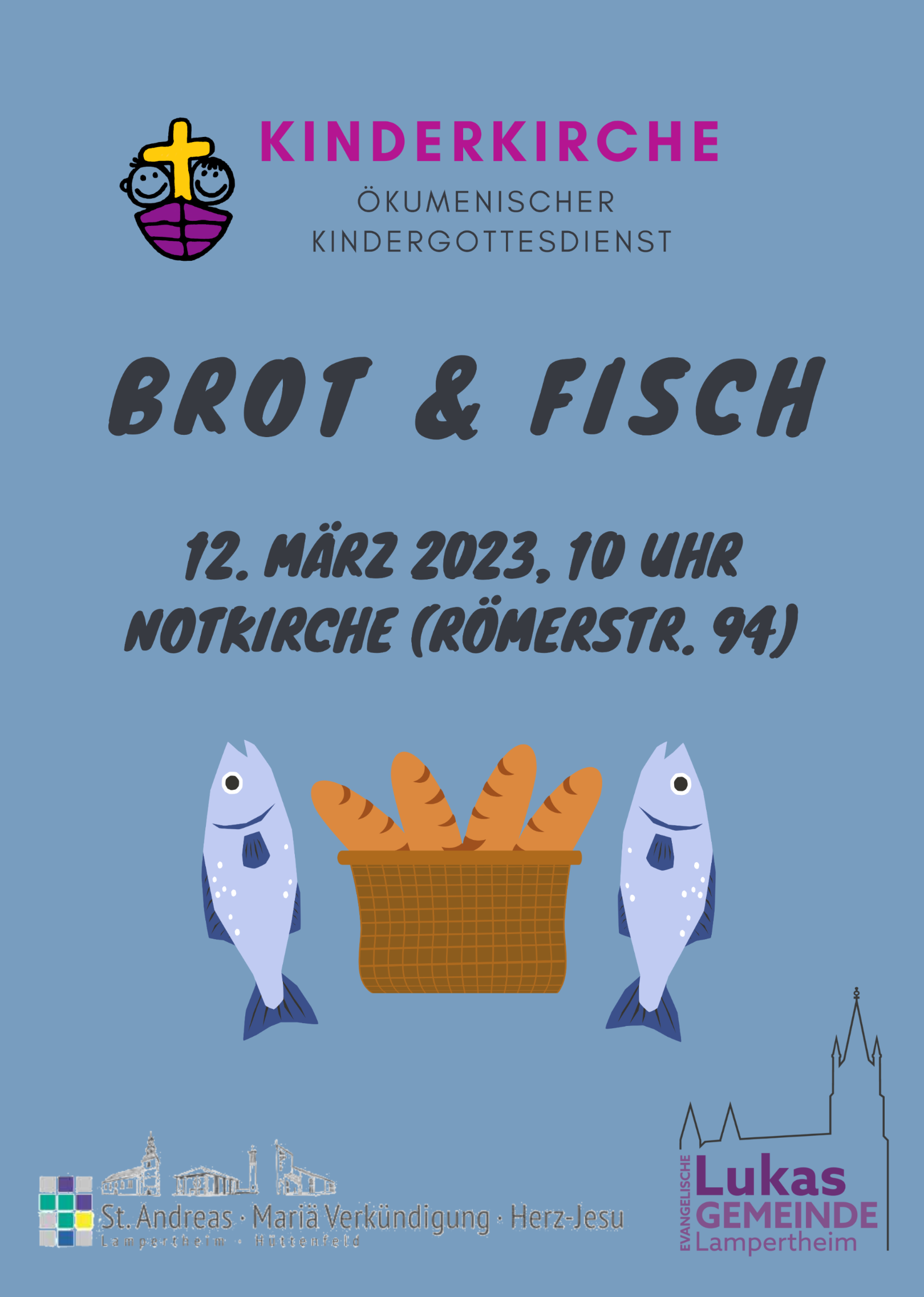 Kinderkirche Brot   Fisch #FLYER VORDERSEITE (c) Kaja Kaiser