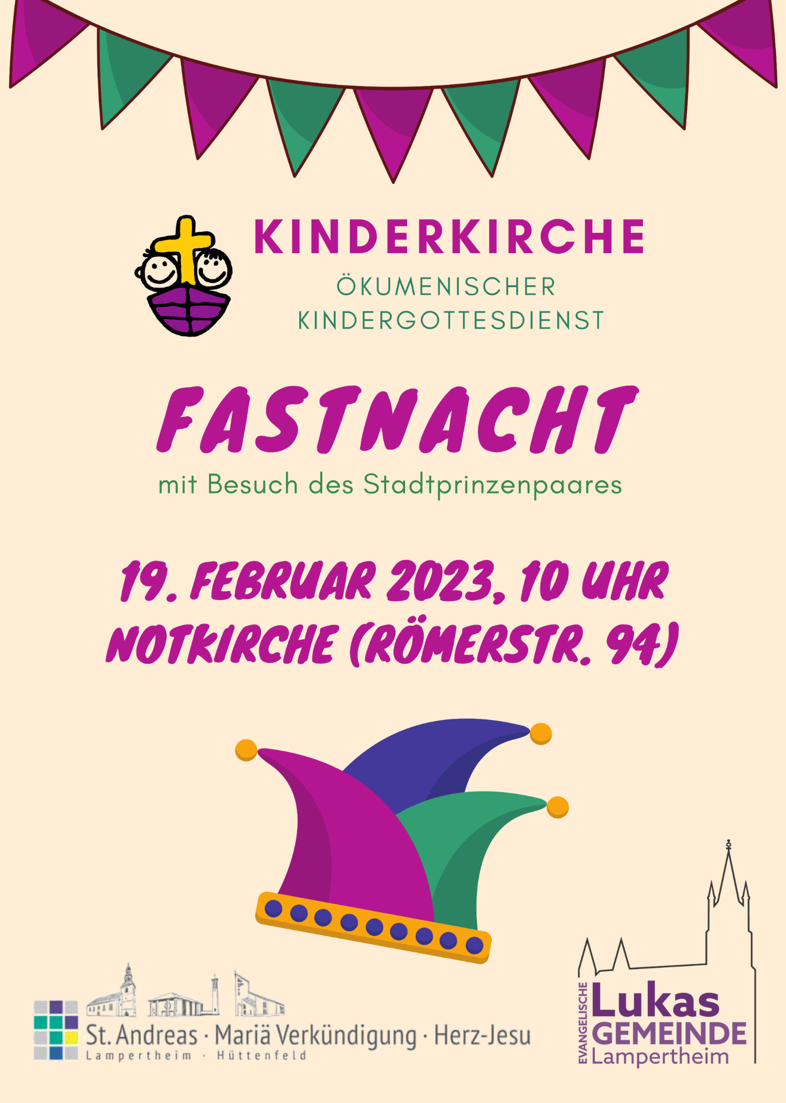 Kinderkirche Fastnacht #FLYER VORDERSEITE (c) Kaja Kaiser