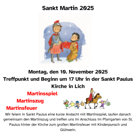 Herzliche Einladung zu St. Martin (c) Pfarrei St. Paulus und St. Andreas