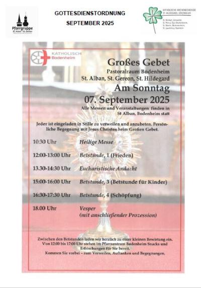 Gottesdienstordnung Sept. 2025