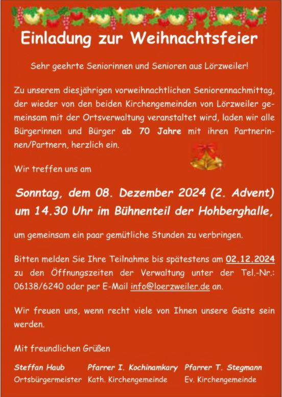 Weihnachtsfeier Senioren 2024