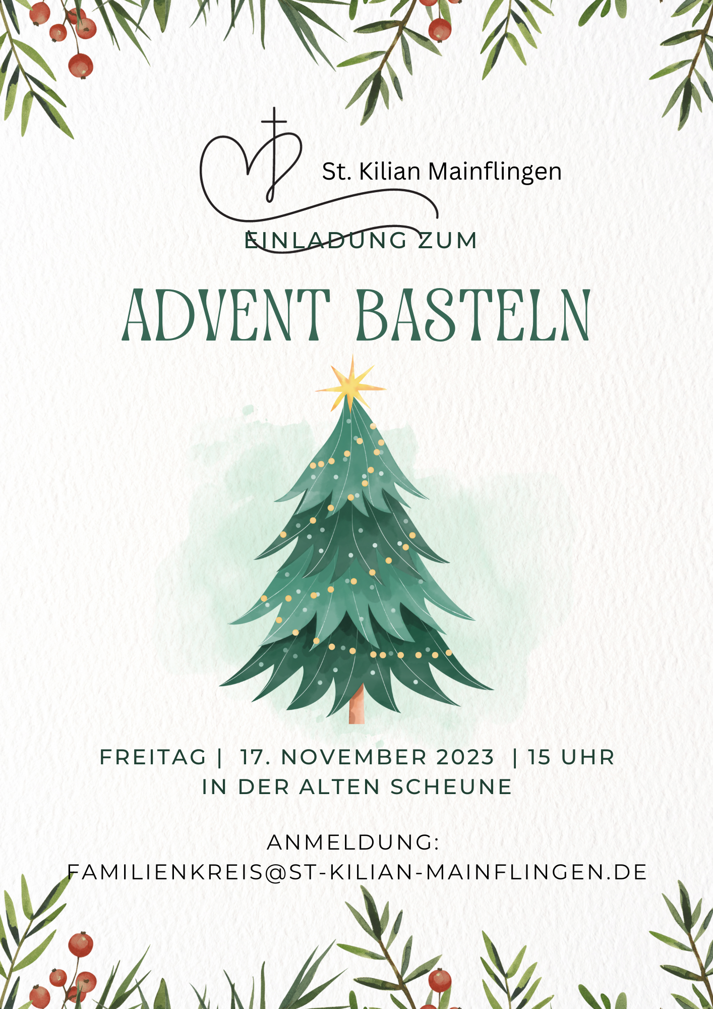 Einladung Adventbasteln (c) St. Kilian Mainflingen
