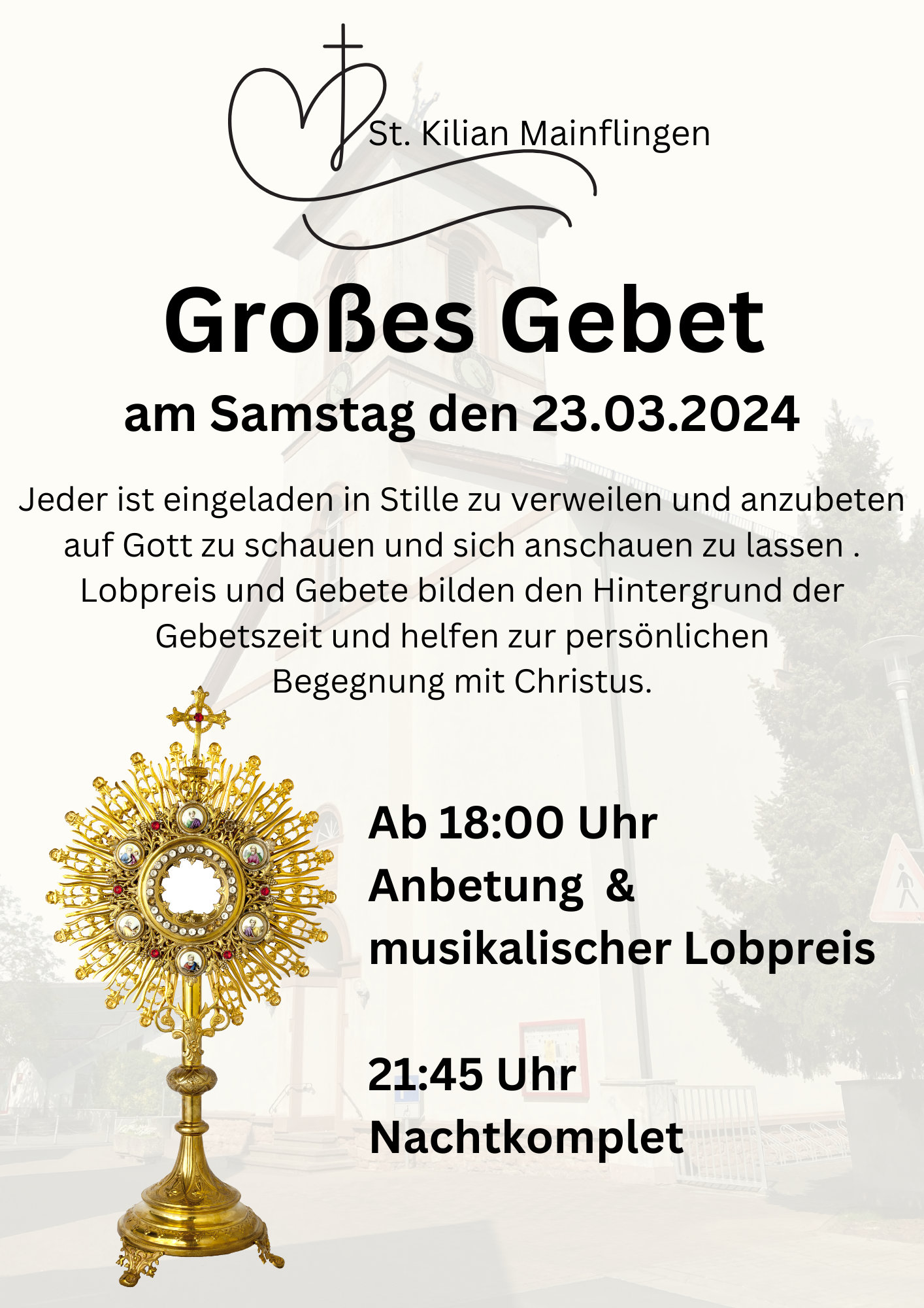 Großes Gebet St. Kilian Termine Osterzeit 2024 (1) (c) St. Kilian Mainflingen