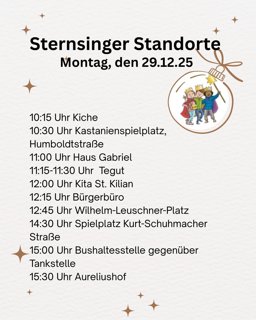 Sternsinger Standorte St. kilian 2025 (c) St. Kilian Mainflingen