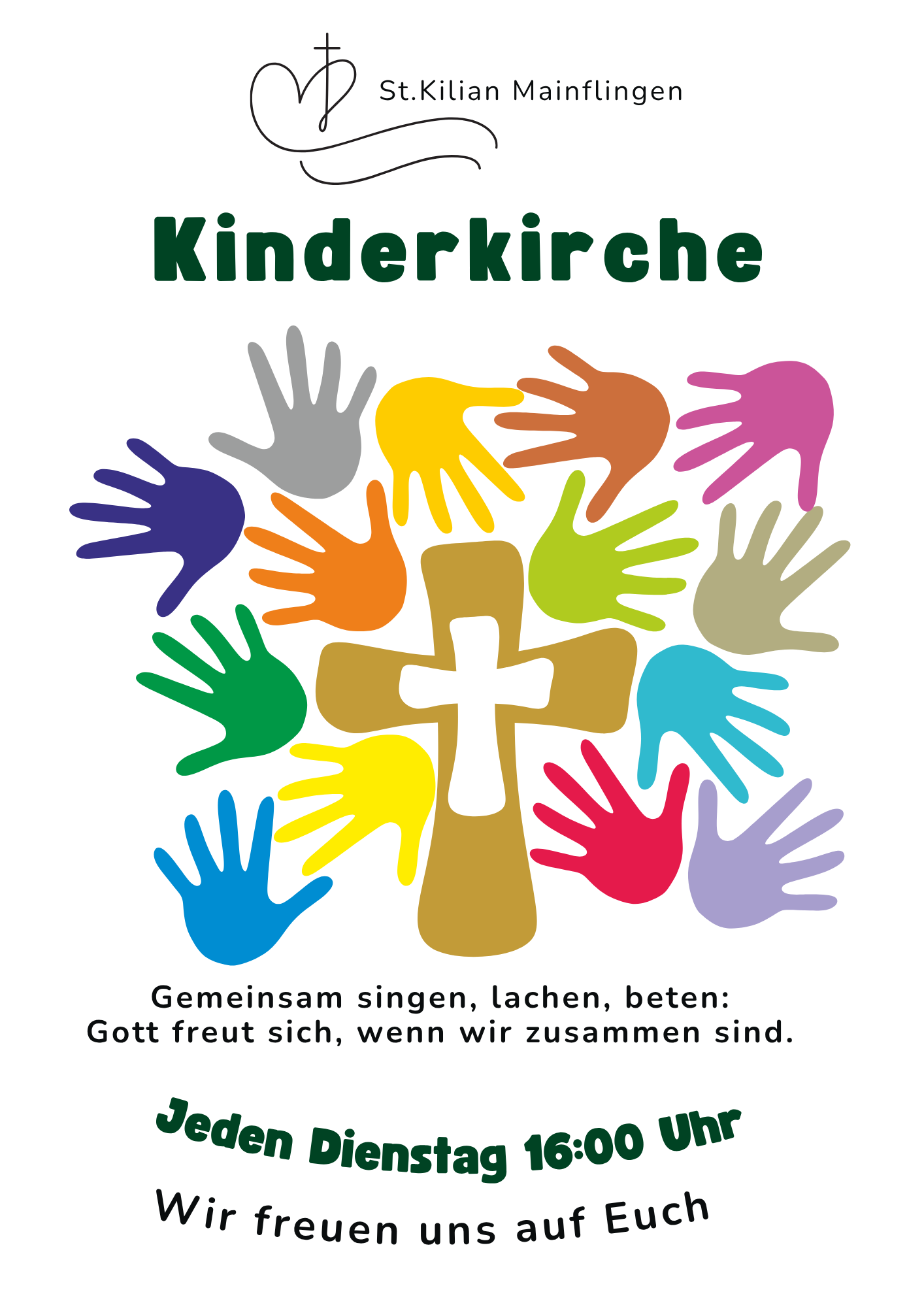 Weiß Bunt Verspielt Illustration Kindergottesdienst Flyer (c) St. Kilian Mainflingen
