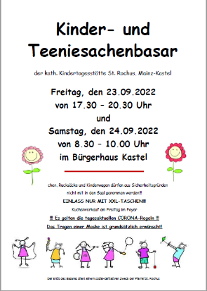 Plakat KinderTeeniesachenbasar Herbst 2022 (c) Nadia Zeitler, Basarteam Kastel