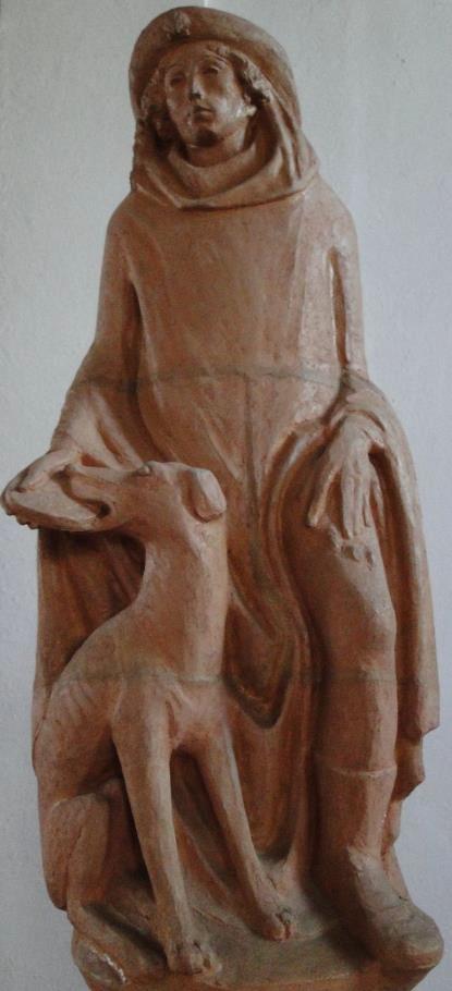 Statue des Hl. Rochus, aus der Pfarrkirche St. Georg, Taufbrunnen (c) Pfarrei St. Rochus, Mainz-Kastel